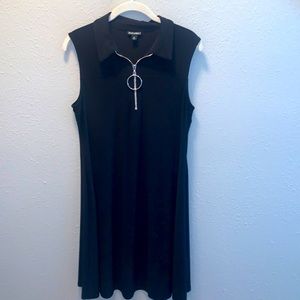 ❤️Roz & Ali Black Dress Contemporary Zip up Front Women’s Sz Medium
